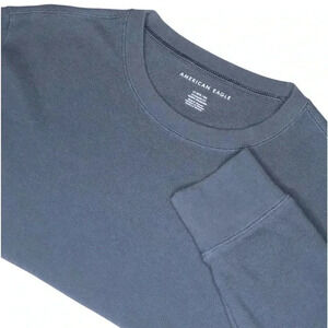 American Eagle Navy & White Thermal Standard Fit Crew Neck.